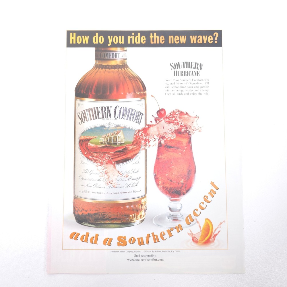 Southern Comfort Hurricane Print Ad Bar Decor Retro Liquor Advertising Promo Art